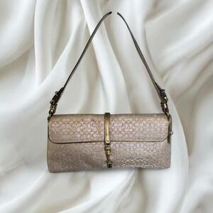 Coach 2003 Hamptons Shimmer Optic gold‎ Signature Demi Shoulder Bag y2k vintag